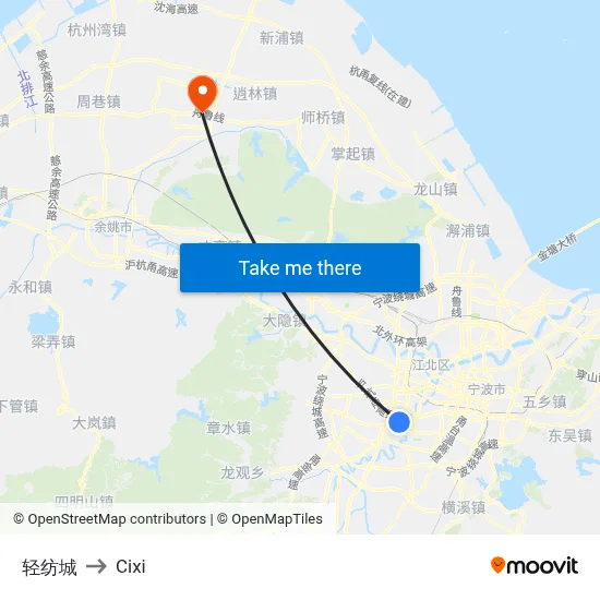 轻纺城 to Cixi map