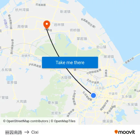 丽园南路 to Cixi map
