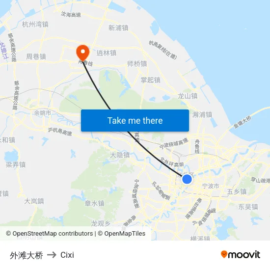 Bund Bridge to Cixi map