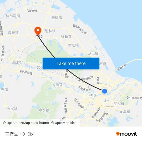 三官堂 to Cixi map