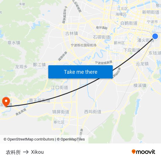 农科所 to Xikou map