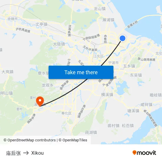 庙后张 to Xikou map