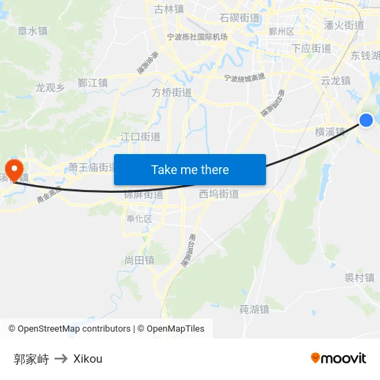 郭家峙 to Xikou map