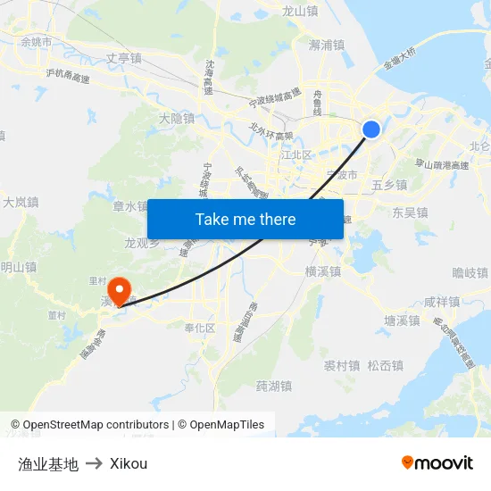 渔业基地 to Xikou map