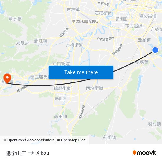 隐学山庄 to Xikou map