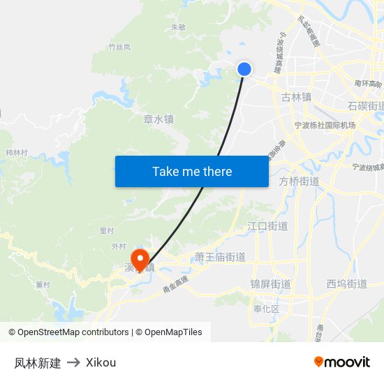 凤林新建 to Xikou map