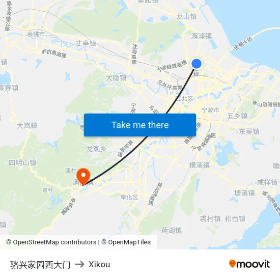 骆兴家园西大门 to Xikou map