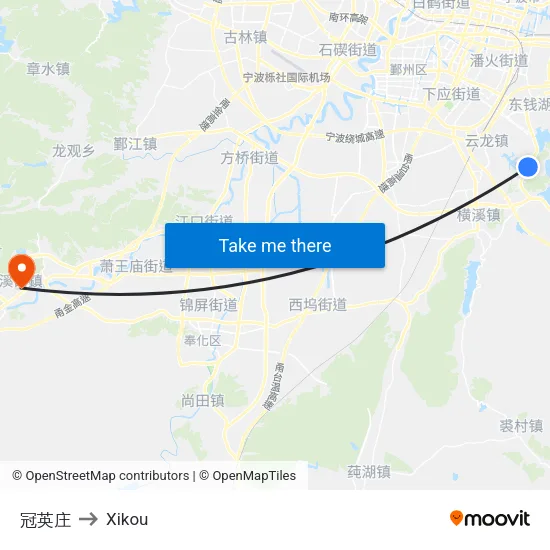 冠英庄 to Xikou map