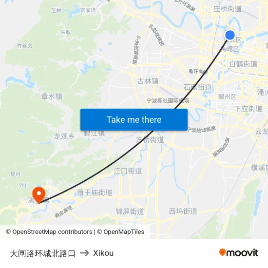 大闸路环城北路口 to Xikou map