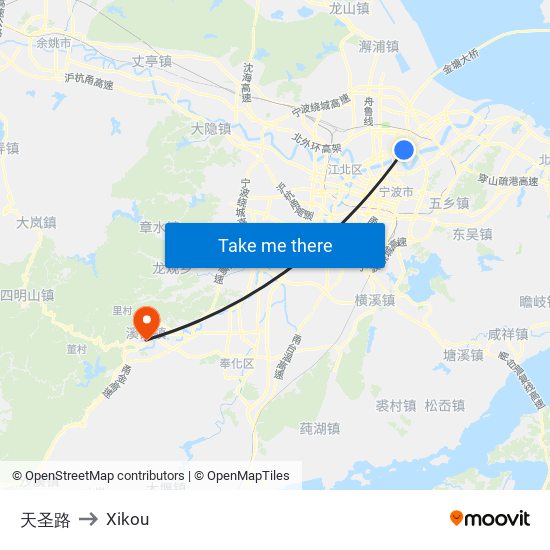 天圣路 to Xikou map