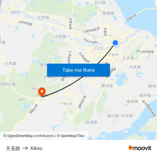 天圣路 to Xikou map