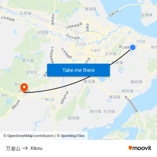 Wanqiu Mountain to Xikou map
