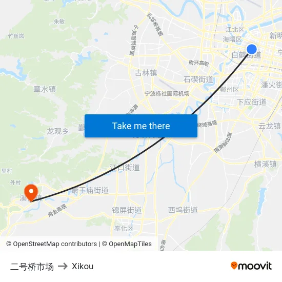 二号桥市场 to Xikou map