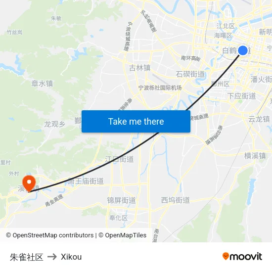 Zhuque Community to Xikou map