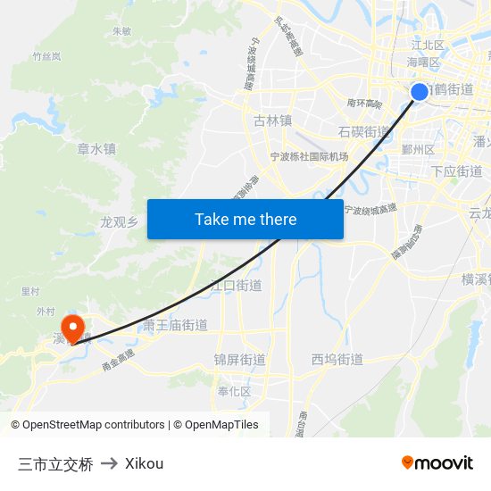 三市立交桥 to Xikou map