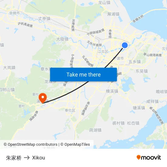 朱家桥 to Xikou map
