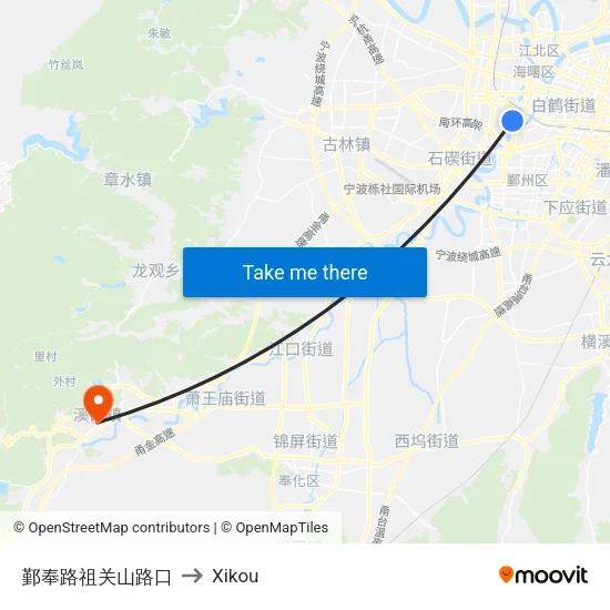 鄞奉路祖关山路口 to Xikou map
