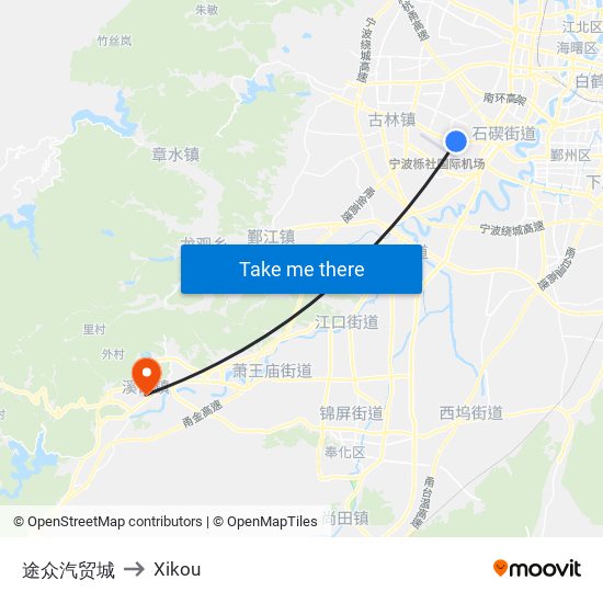 途众汽贸城 to Xikou map