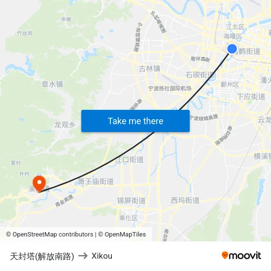 天封塔(解放南路) to Xikou map