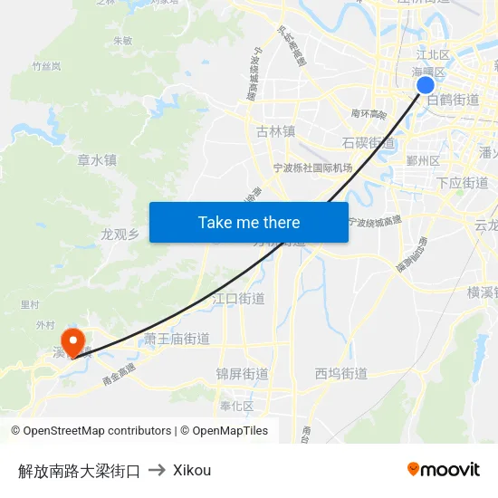 Liberation South Road-Daliang Street to Xikou map