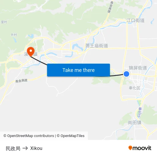 民政局 to Xikou map