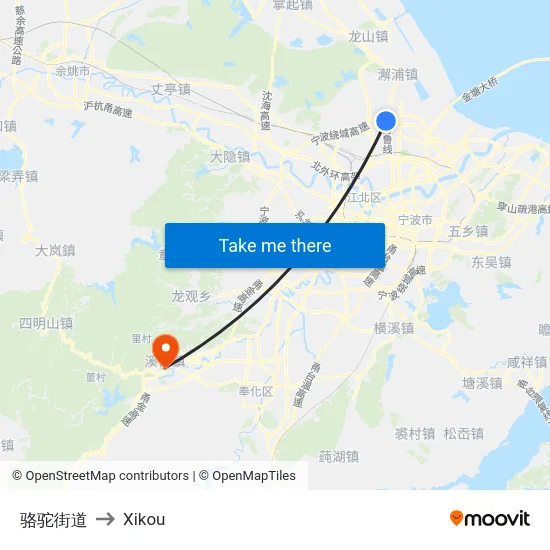 骆驼街道 to Xikou map