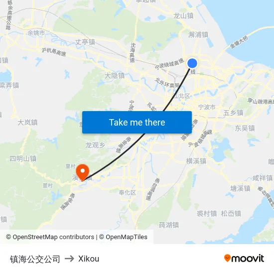 镇海公交公司 to Xikou map