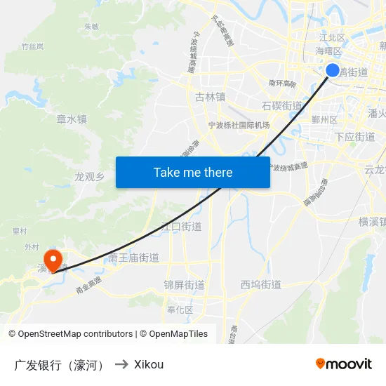 广发银行（濠河） to Xikou map