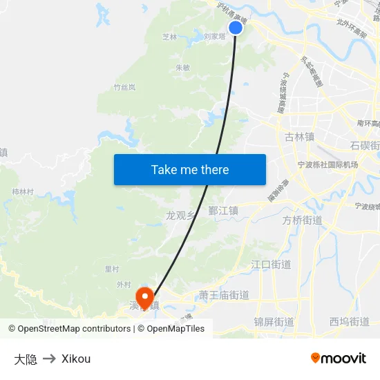 大隐 to Xikou map