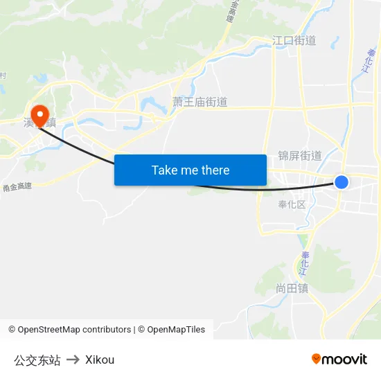 East Bus Station to Xikou map