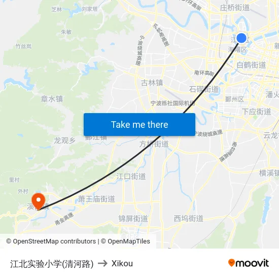 江北实验小学(清河路) to Xikou map
