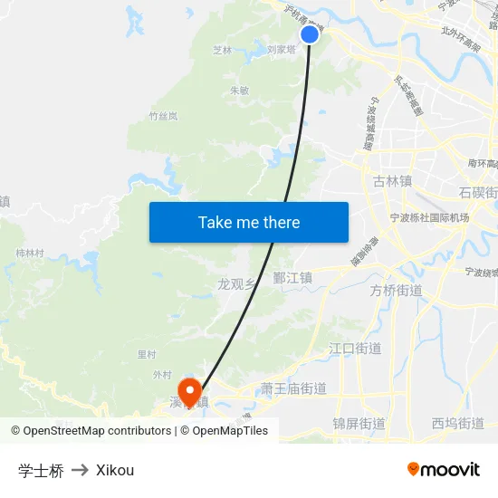 学士桥 to Xikou map