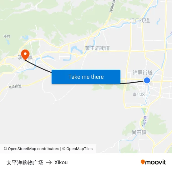 Pacific Shopping Plaza to Xikou map