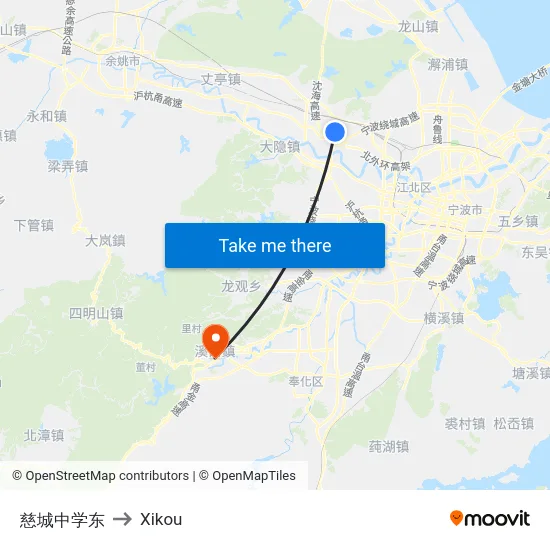 慈城中学东 to Xikou map