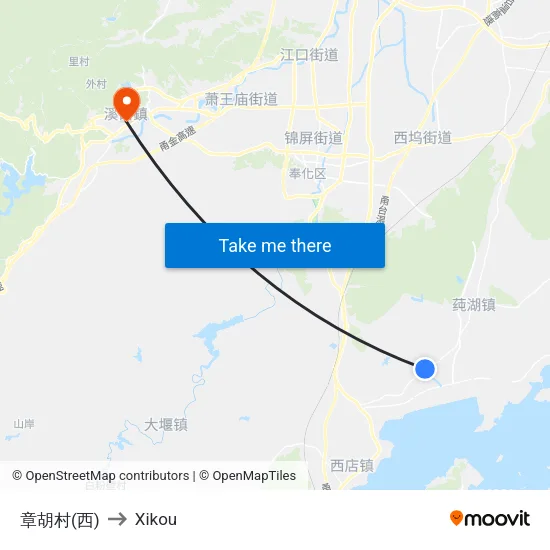 Zhanghu Village (West) to Xikou map