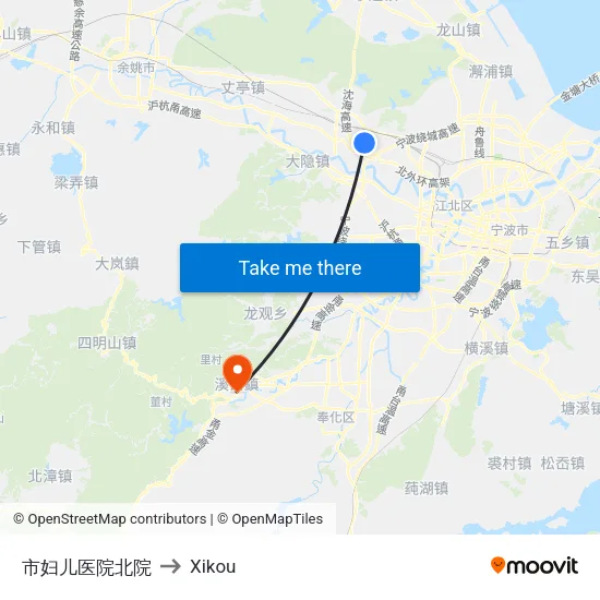 City Women's and Children's Hospital North to Xikou map