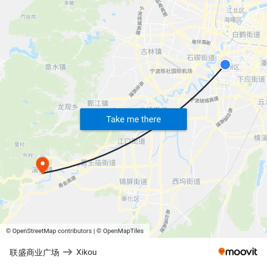 联盛商业广场 to Xikou map