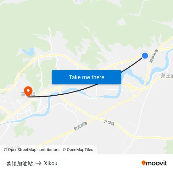 萧镇加油站 to Xikou map