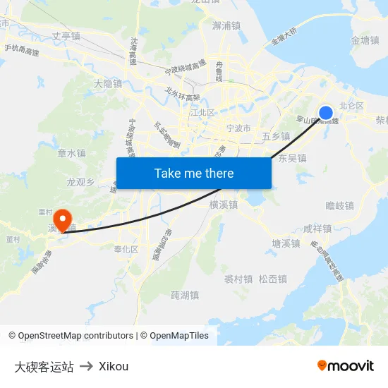 大碶客运站 to Xikou map