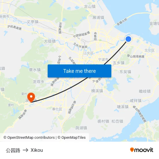 公园路 to Xikou map