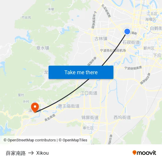 Xuejia South Road to Xikou map
