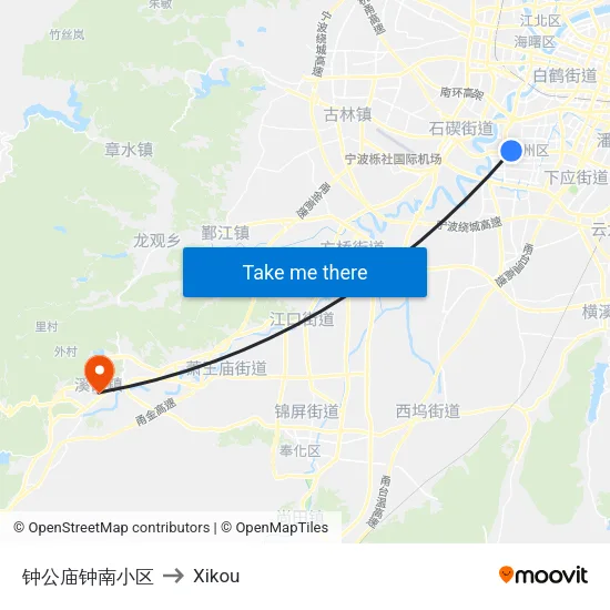 钟公庙钟南小区 to Xikou map