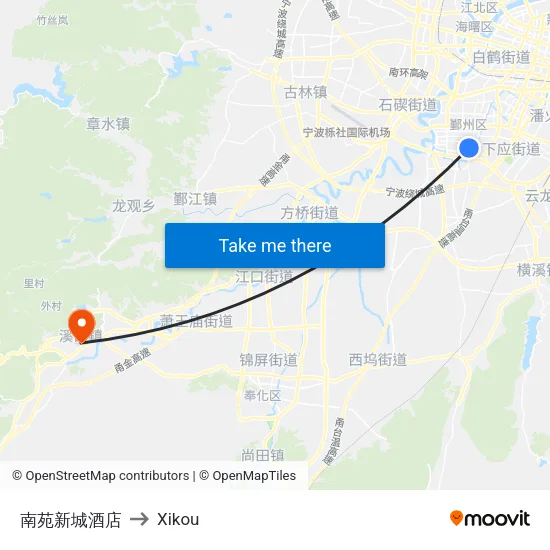 南苑新城酒店 to Xikou map