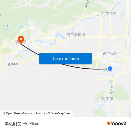 Fenghua Theater to Xikou map