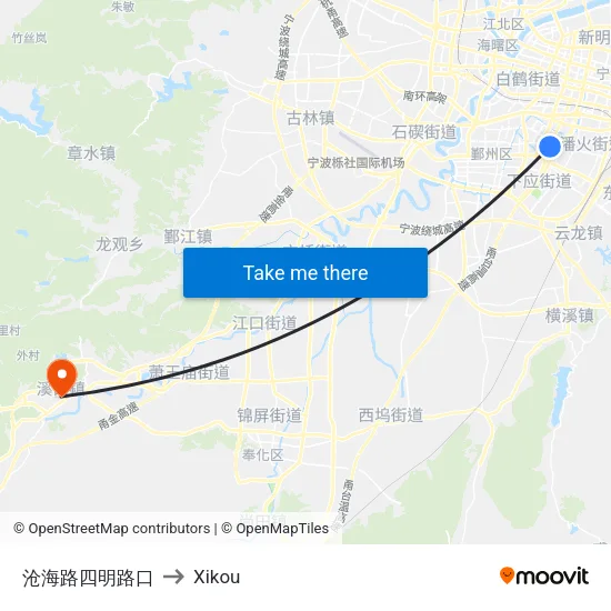 Changhai Road-Siming Road Intersection to Xikou map