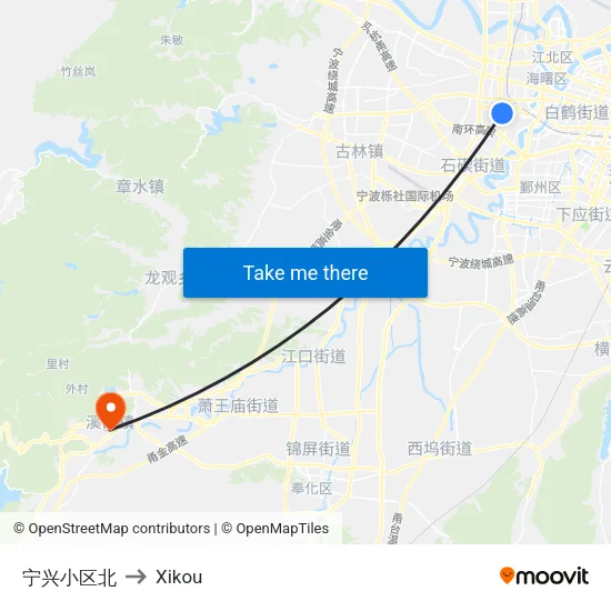 宁兴小区北 to Xikou map