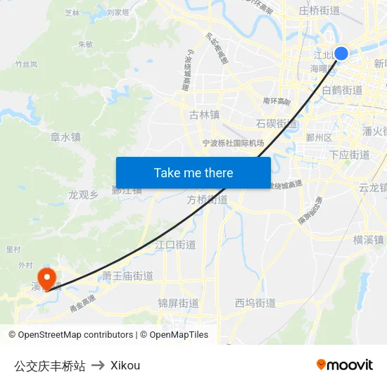 Qingfeng Bridge Bus Station to Xikou map