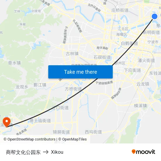 Shangbang Culture Park East to Xikou map