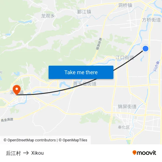 Houjiang Village to Xikou map