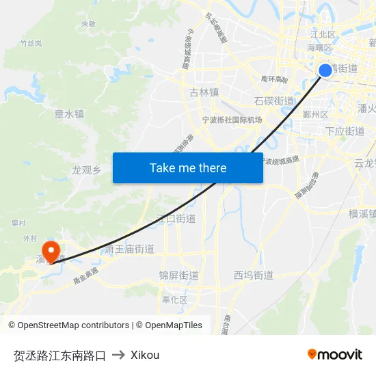 贺丞路江东南路口 to Xikou map